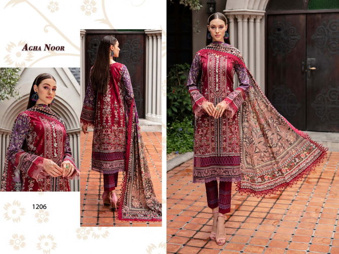 Agha Noor Vol 12 Printed Lawn Cotton Pakistani Dress Material Wholesale Online
